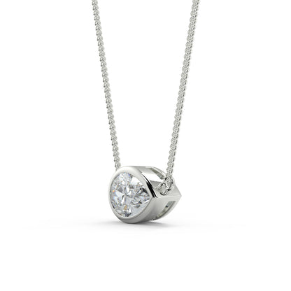 1.0 CT East West Pear Moissanite Diamond Bezel Pendant Necklace in Solid Gold 7