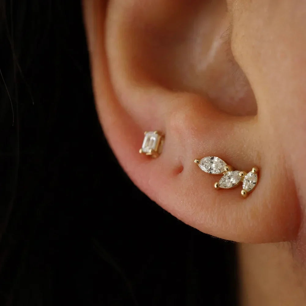 0.40 TCW Marquise Cut Moissanite Leaf Stud Earrings in Gold 3