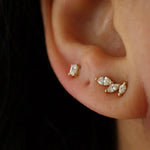 0.40 TCW Marquise Cut Moissanite Leaf Stud Earrings in Gold 3
