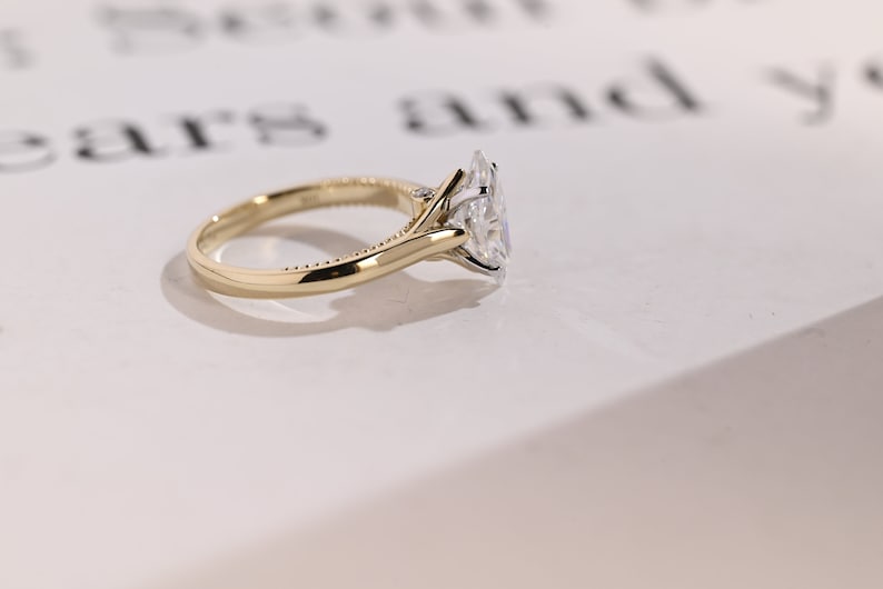 Stunning 1.0 - 2.0 CT Marquise Moissanite Engagement Ring Solitaire Style 9