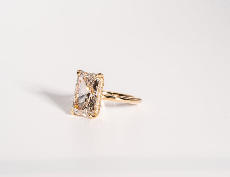 Classic 4.01 CT Radiant Moissanite Engagement Ring with Hidden Halo Design 8