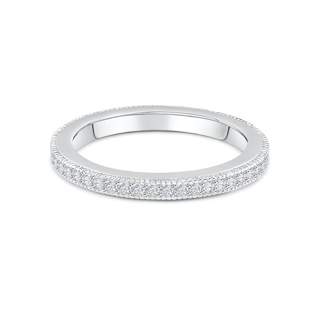 Stunning 0.3 TCW  Round Moissanite Stones Miligrain Channel Wedding Band 1