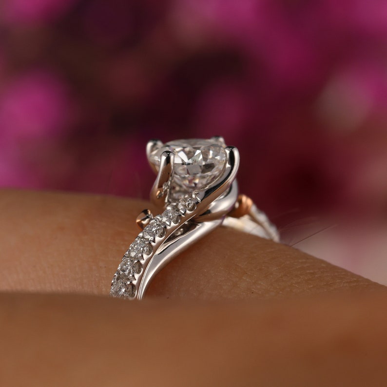 Stunning 0.50 CT Round Moissanite Engagement Ring with Pave Design 6