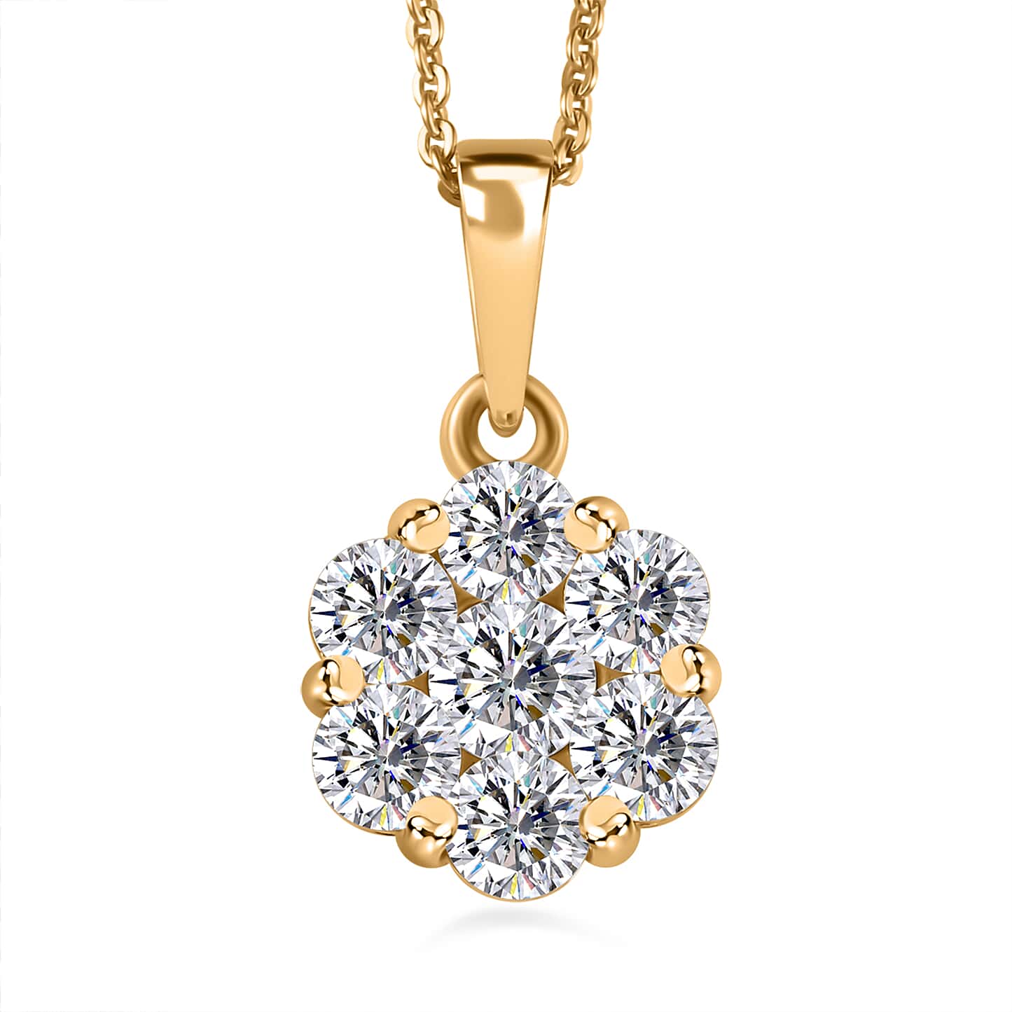 Round Cut Cubic Zirconia in 925 Sterling Silver Necklace 1