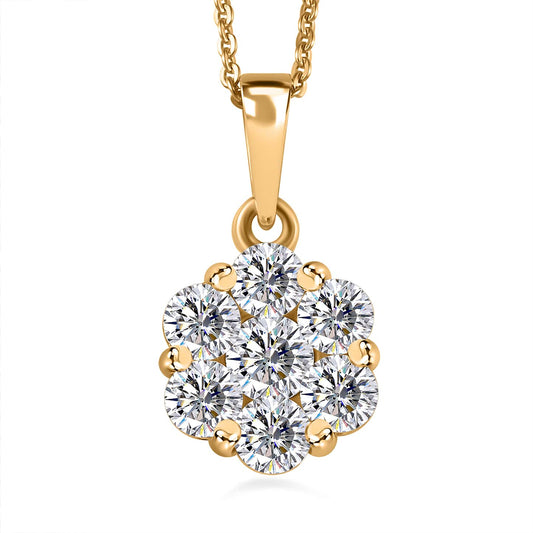 Round Cut Cubic Zirconia in 925 Sterling Silver Necklace 1