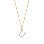 0.30 TCW Round Moissanite Diamond Customized Letter Pendant Necklace in Solid Gold 19