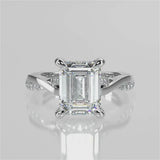 Stunning 2.53 CT Emerald Moissanite Engagement Ring with Twisted Pave Design 4