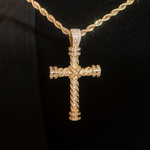 2 CT Round Moissanite Cross Style Silver Pendant for Him 1