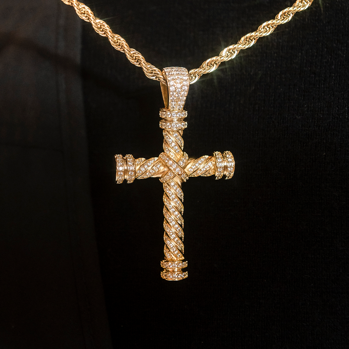 2 CT Round Moissanite Cross Style Silver Pendant for Him 1