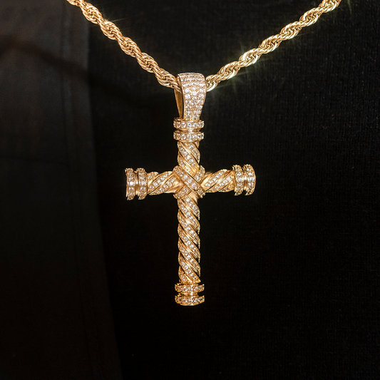 2 CT Round Moissanite Cross Style Silver Pendant for Him 1