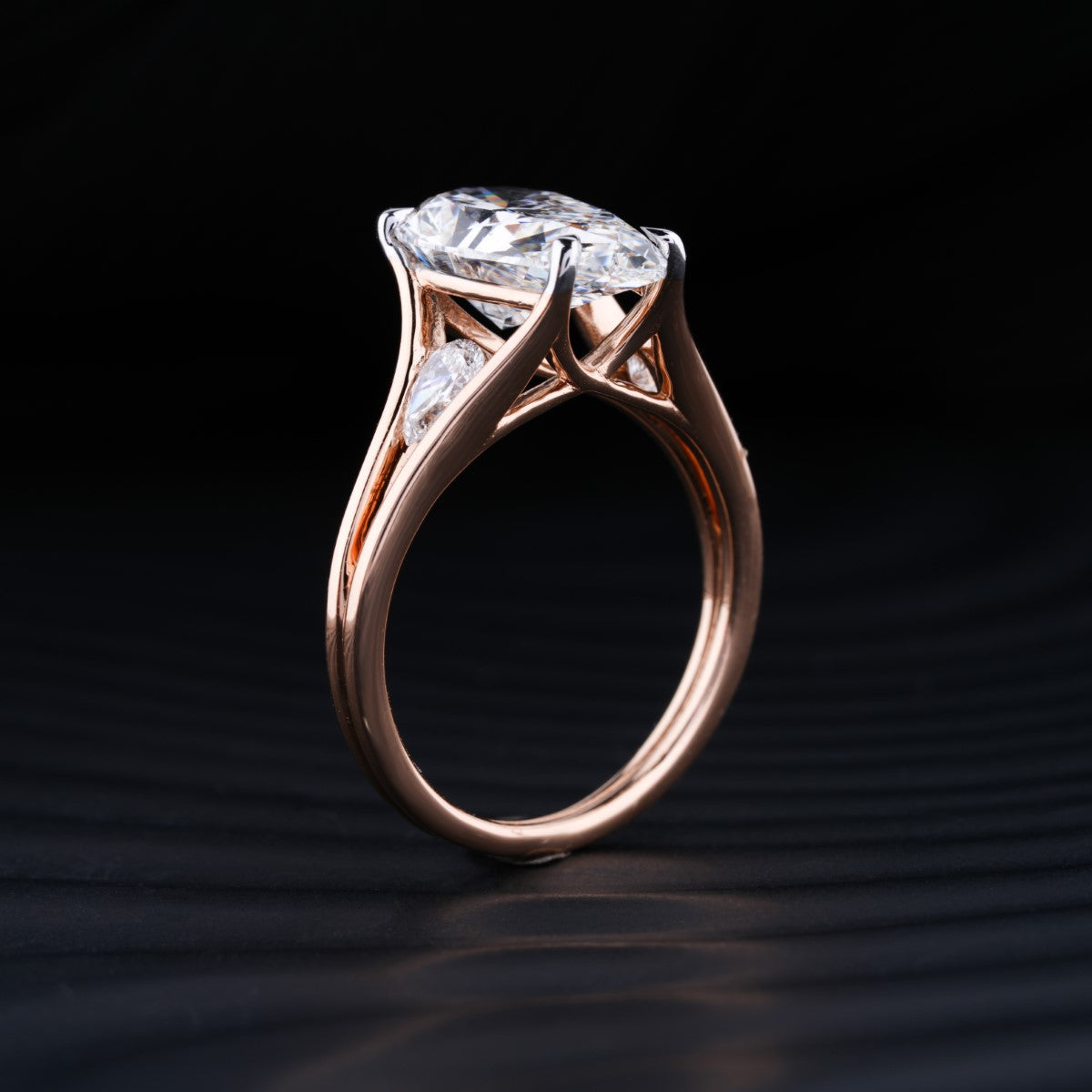 Stunning 4.0 CT Pear Moissanite Engagement Ring with Three Stone Design 4