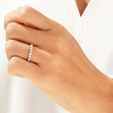 Stunning 0.30 CT Round & Baguette Moissanite Stones Alternative Diamond Wedding Band 5