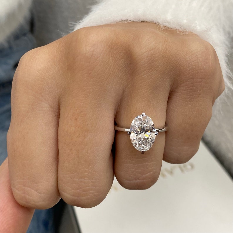 Stunning 3.0 CT Oval Moissanite Engagement Ring with Solitaire Designs 7