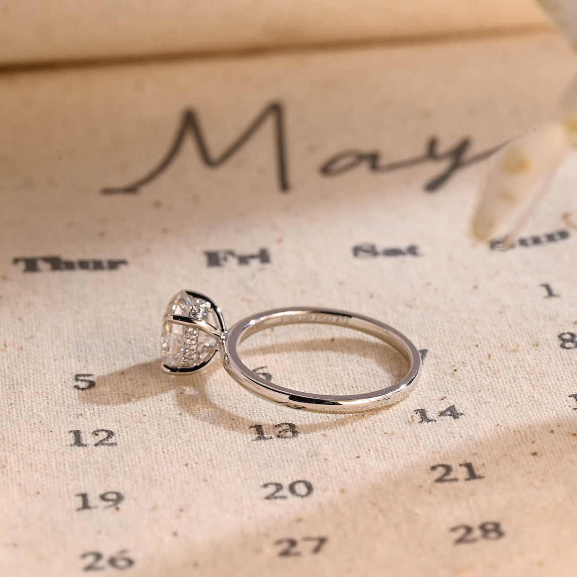 Stunning 3.0 CT Oval Moissanite Engagement Ring with Hidden Halo Design 3
