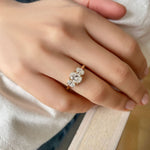 Stunning 0.6 CT Oval Moissanite Stones Three Stones Wedding Band 6