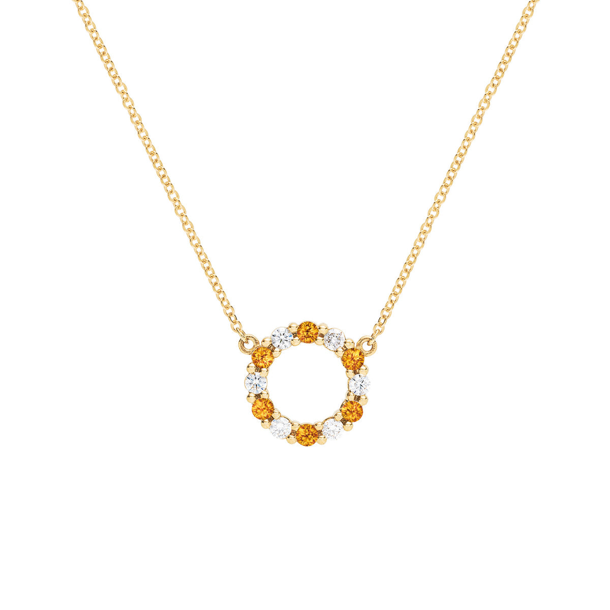 1.44 TCW Round Citrine Lab Made Diamond- November Birthstone Necklace 1