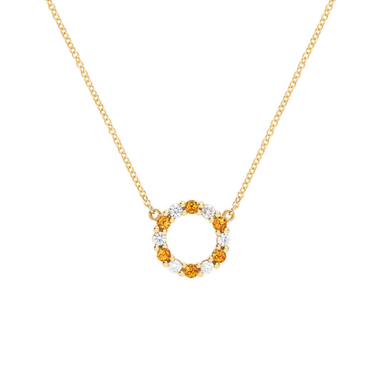 1.44 TCW Round Citrine Lab Made Diamond- November Birthstone Necklace 1