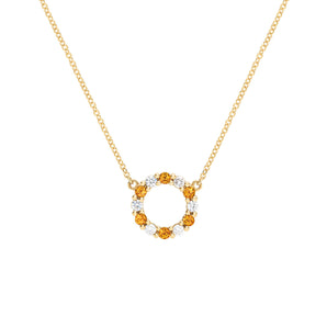 1.44 TCW Round Citrine Lab Made Diamond- November Birthstone Necklace