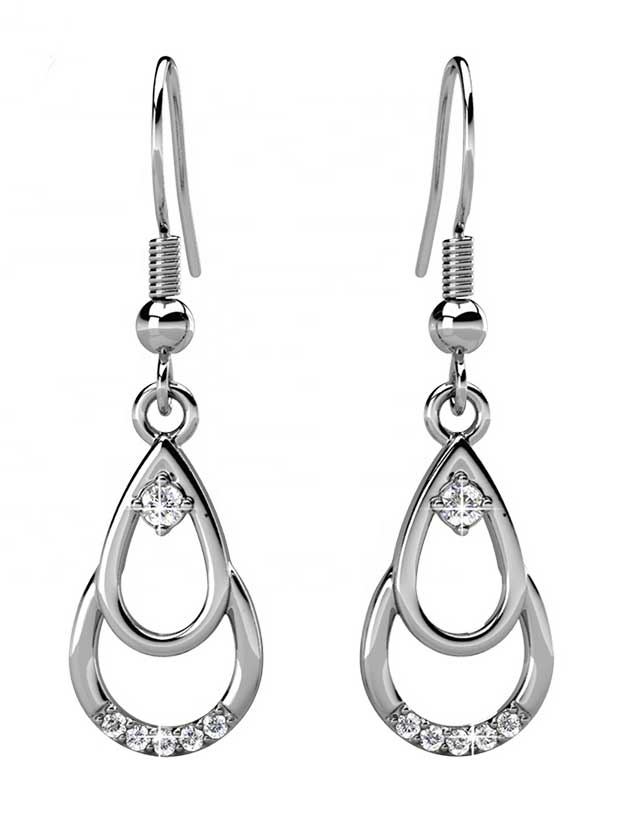 Round Cut Cubic Zirconia in 925 Sterling Silver Earrings 4