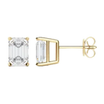 Classic 0.50 TCW Emerald Cut Moissanite Stud Earrings in Gold 1