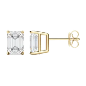 Classic 0.50 TCW Emerald Cut Moissanite Stud Earrings in Gold