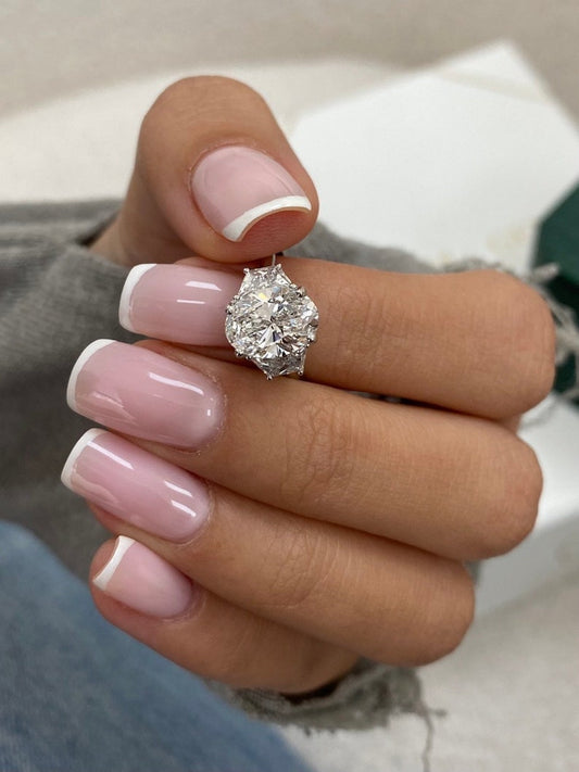 Classic 2.0 CT Oval Moissanite Engagement Ring with Three Stone Design 2