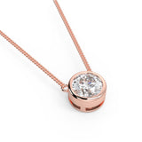 1.0 CT Round Moissanite Diamond Bezel Pendant Necklace in Solid Gold 8