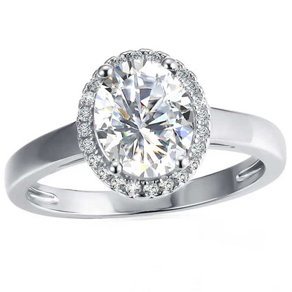 Round Cut Halo Style Cubic Zirconia in 925 Sterling Silver Ring 2