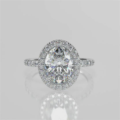 Stunning 2.11 CT Oval Moissanite Engagement Ring with Hidden Halo & Pave Design 4