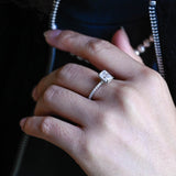 Stunning 1.0 - 2.0 CT Radiant Moissanite Engagement Ring with Pave & Hidden Halo Design 6