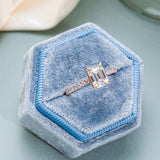 Stunning 1.0 - 2.0 CT Emerald Moissanite Engagement Ring With Hidden Halo Design 3