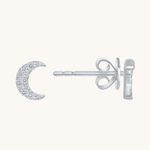 0.30 TCW Round Cut Moissanite Moon Stud Earrings in Gold 2