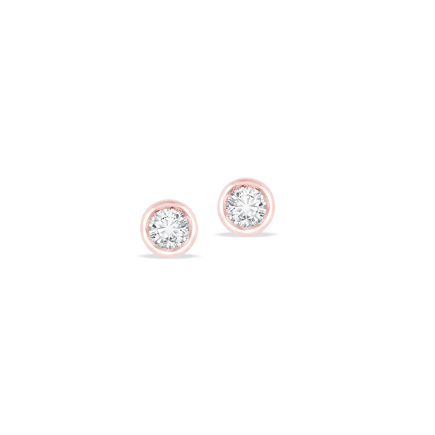 0.20 TCW Round Cut Moissanite Bezel Stud Earrings in Gold 3