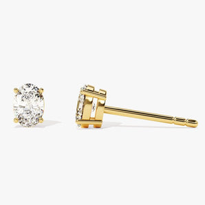 2.0 TCW Oval Cut Moissanite Stud Earrings in Gold