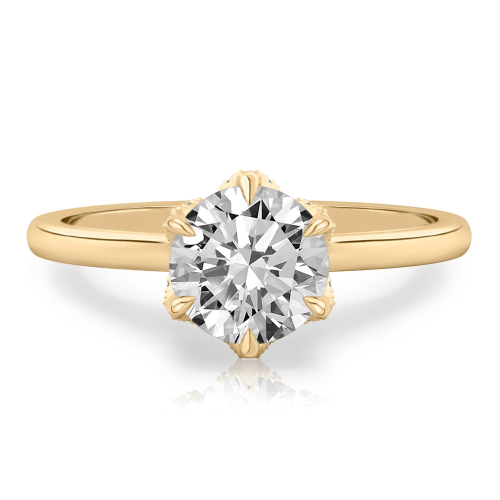 Stunning 1.0- 2.0 CT Round Moissanite Engagement Ring with Tulip Design 1
