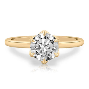 Stunning 1.0- 2.0 CT Round Moissanite Engagement Ring with Tulip Design