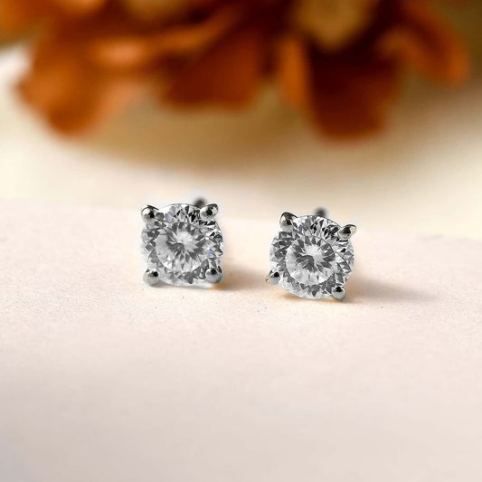 Round Cut Cubic Zirconia in 925 Sterling Silver Earrings 2