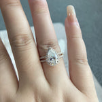 Stunning 3.0 CT Pear Moissanite Engagement Ring with Halo & Pave Design 6