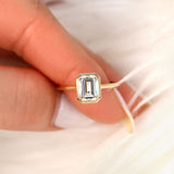 Stunning 1.75 CT Emerald Moissanite Engagement Ring with Bezel Design 7