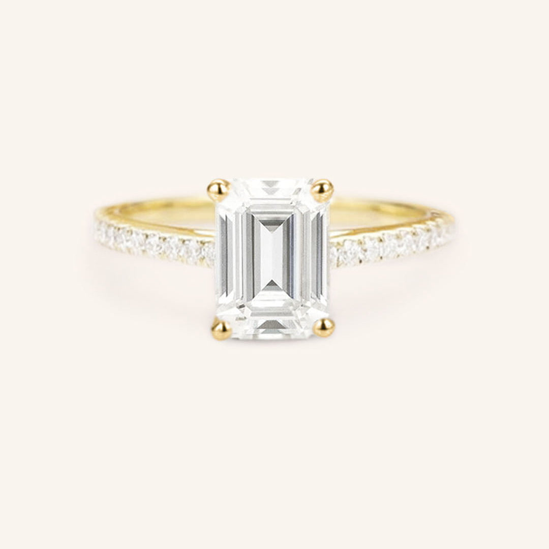 Stunning 1 CT Emerald Moissanite Engagement Ring with Pave Design 1