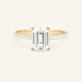 Stunning 1 CT Emerald Moissanite Engagement Ring with Pave Design 1