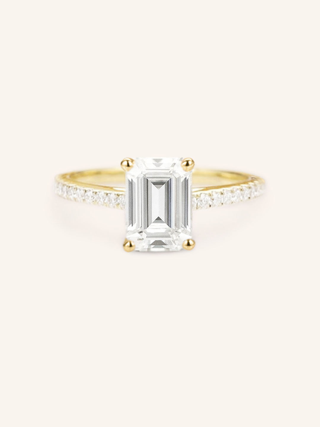 Stunning 1 CT Emerald Moissanite Engagement Ring with Pave Design 1