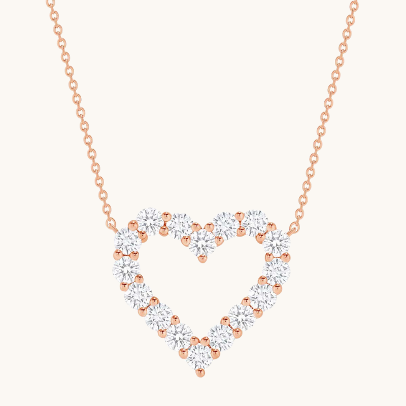 0.40 TCW Round Moissanite Diamond Heart Pendant Necklace in Solid Gold 2