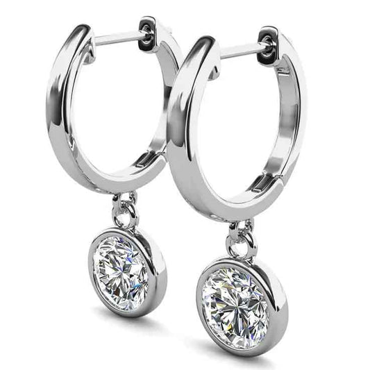 Round Cut Cubic Zirconia in 925 Sterling Silver Earrings 2