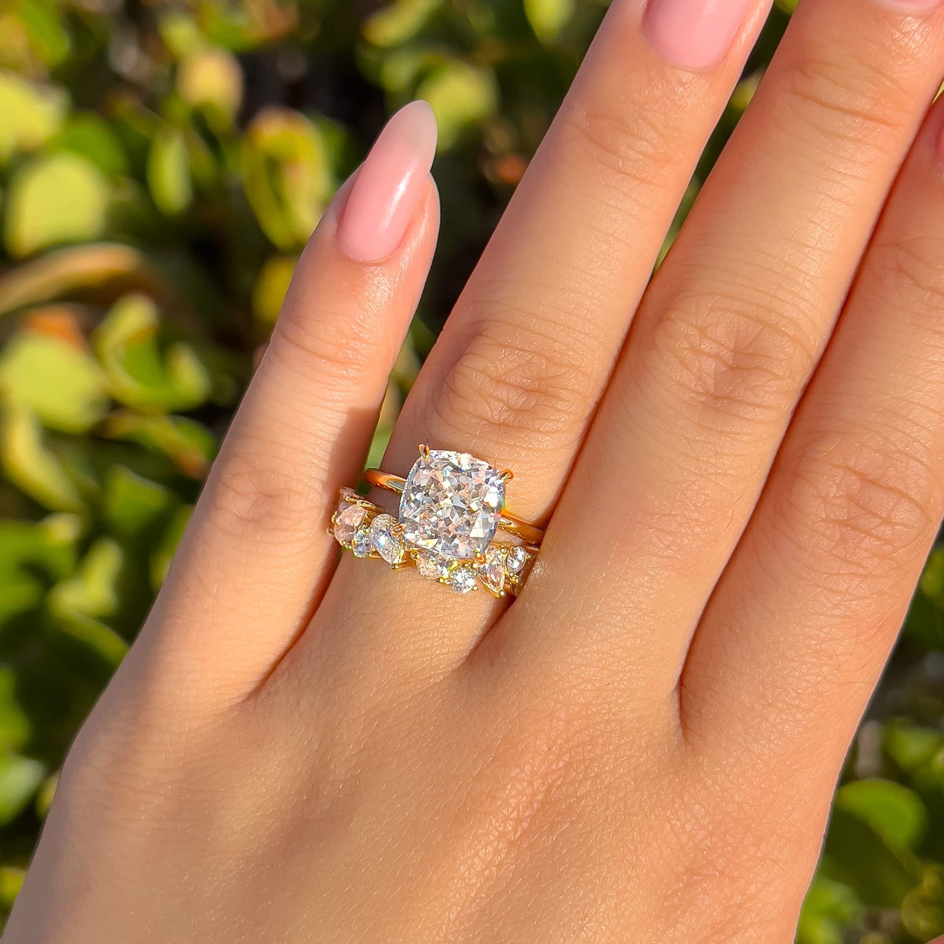 Stunning 0.4 TCW Round and Pear Moissanite Stones Half Eternity Wedding Band 7