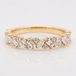 Stunning 0.4 TCW Round, Baguette, Marquise Moissanite Stone Half Eternity Wedding Band 1