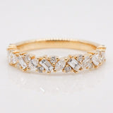 Stunning 0.4 TCW Round, Baguette, Marquise Moissanite Stone Half Eternity Wedding Band 1