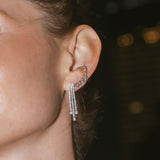 1.60 TCW Round Cut Moissanite Dangle Earrings in Gold 2