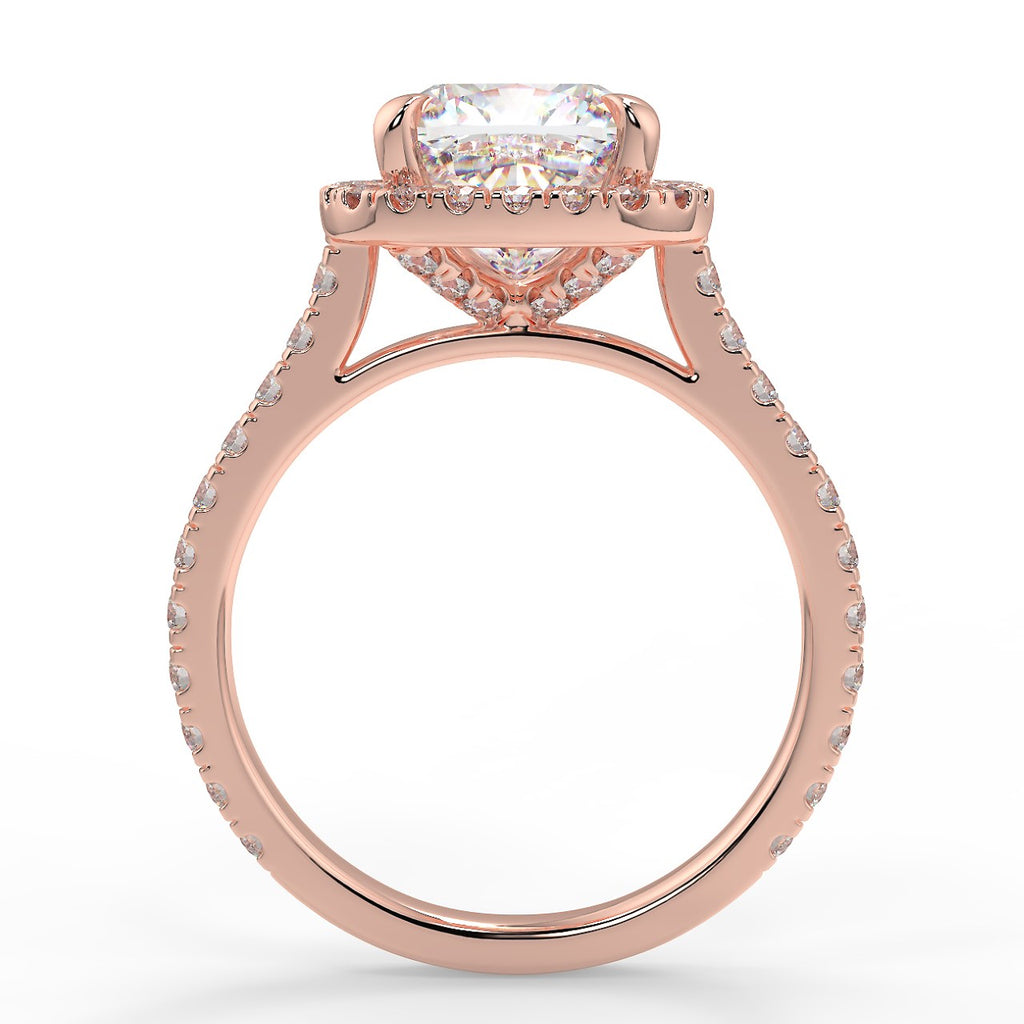 Stunning 2.40 CT Cushion Moissanite Engagement Ring with Halo & Pave Design 9