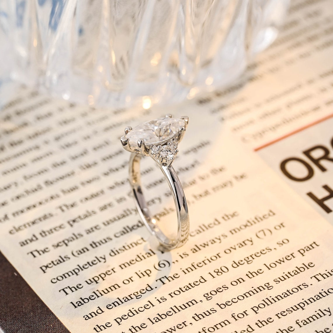 Stunning 3.0 CT Marquise Cut Moissanite Engagement Ring with Cluster Design 8